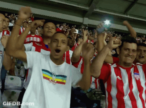 Group In Red And White Striped USA Shirts GIF