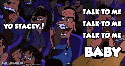 Group In Theater Saying Talk To Me Baby GIF