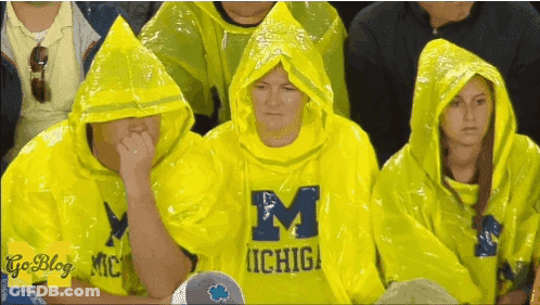 Group In Yellow Raincoats With Letter M GIF