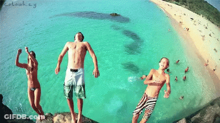 Group Jumping Into Water Letmonkey GIF