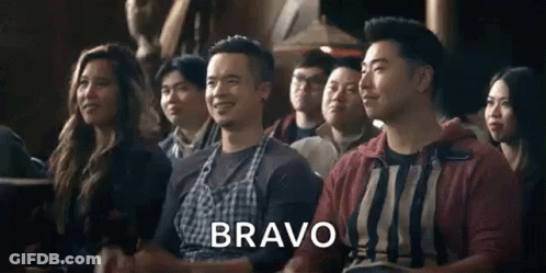 Group Laughing As Man Says Bravo GIF