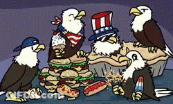 Group Of Bald Eagles Around Pie GIF