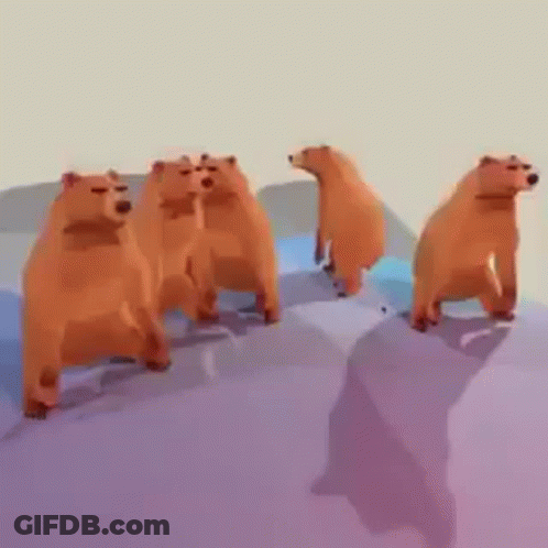 Group Of Bears Standing On A Hill GIF
