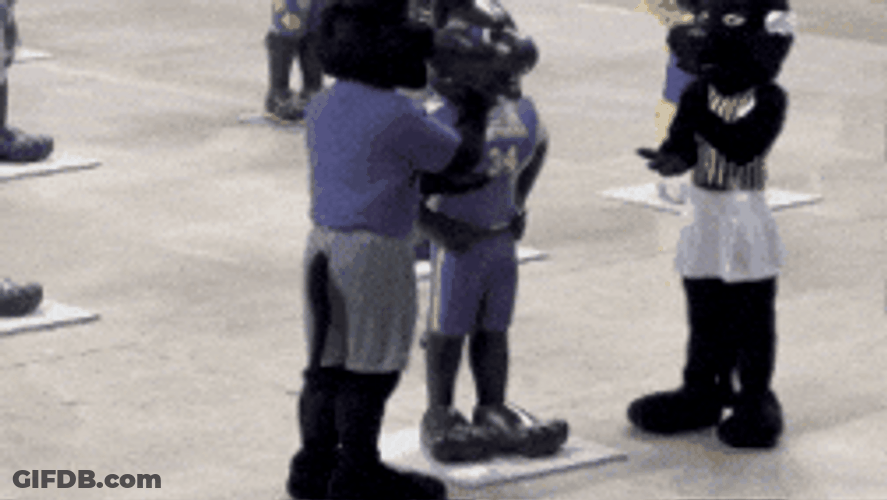 Group Of Black Panther Mascot GIF