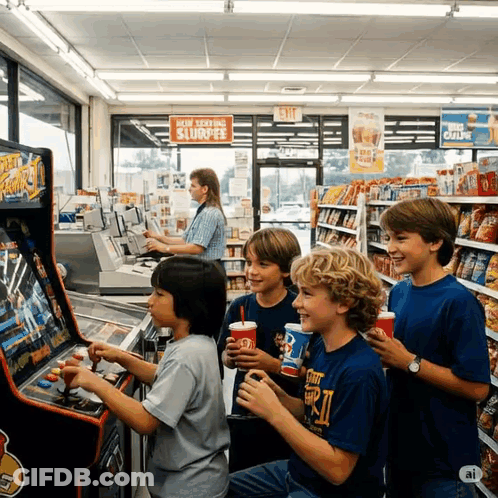 Group Of Boys Playing Video Game GIF