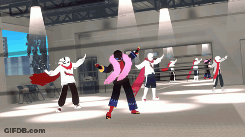 Group Of Cartoon Characters Dancing GIF