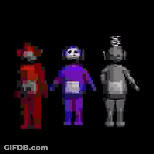 Group Of Cartoon Characters Dancing Pixel Art GIF