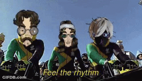 Group Of Cartoon Characters Feel The Rhythm GIF