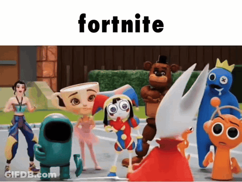 Group Of Cartoon Characters Fortnite GIF