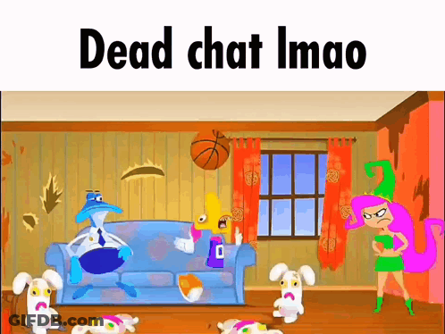 Group Of Cartoon Characters In Living Room Dead Chat Imao GIF