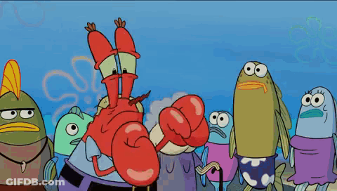 Group Of Cartoon Characters Including A Lobster GIF