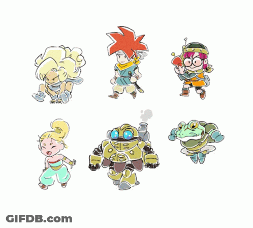 Group Of Cartoon Characters Including Robot And Frog GIF