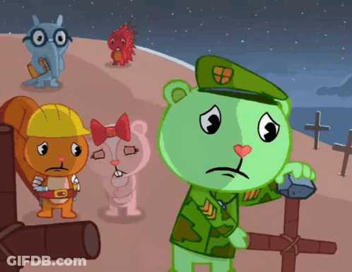 Group Of Cartoon Characters Including Squirrel And Bear GIF