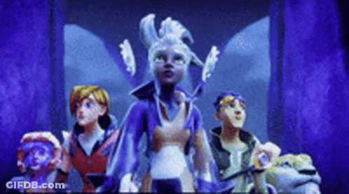 Group Of Cartoon Characters On Purple Background GIF