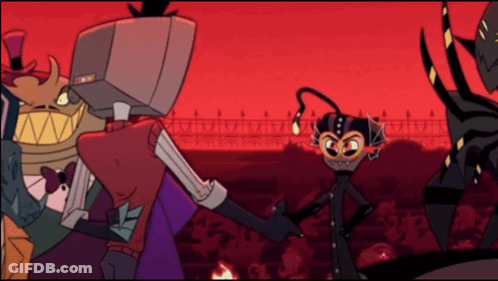 Group Of Cartoon Characters On Red Background GIF