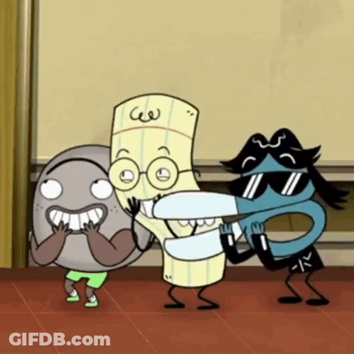 Group Of Cartoon Characters One In Sunglasses GIF