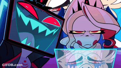 Group Of Cartoon Characters One Looking At Screen GIF