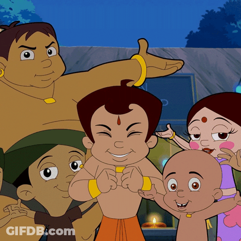 Group Of Cartoon Characters Posing Together GIF