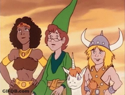 Group Of Cartoon Characters Standing GIF