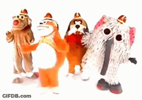 Group Of Cartoon Characters Standing Together GIF
