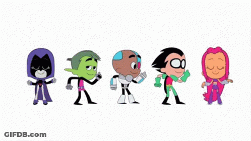 Group Of Cartoon Characters Standing Together GIF