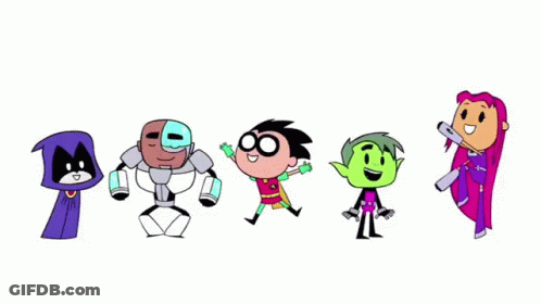 Group Of Cartoon Characters Standing Together GIF
