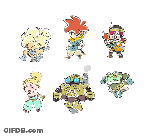 Group Of Cartoon Characters With Robot GIF
