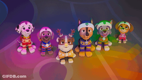 Group Of Cartoon Dogs Standing Together GIF