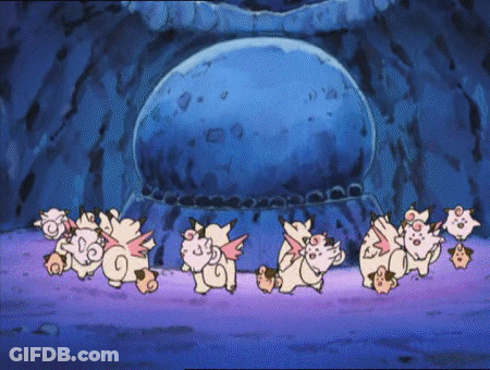 Group Of Cartoon Pigs Dancing In Front Of Blue Object GIF