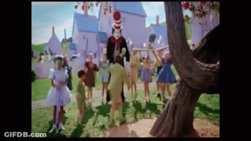 Group Of Children Dancing With Cat In The Hat GIF