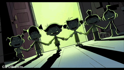 Group Of Children Holding Hands Cartoon GIF