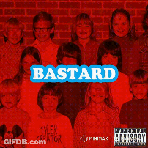 Group Of Children In Front Of Brick Wall Saying Bastard GIF