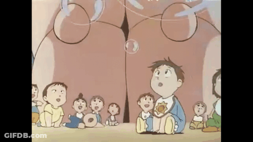 Group Of Children Sitting In Front Of Giant Woman Butt GIF
