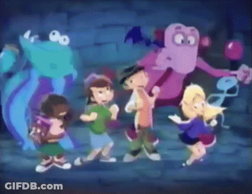 Group Of Children Standing Together Cartoon GIF