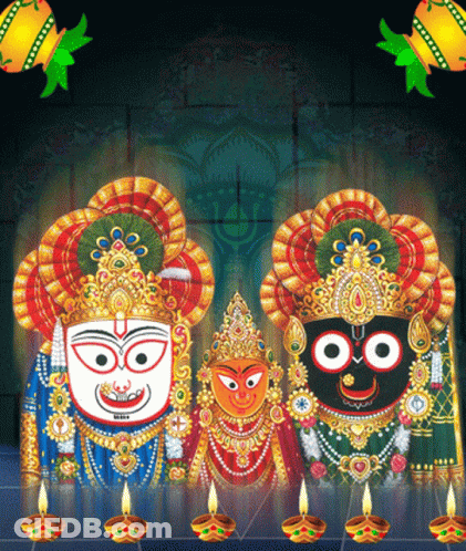 Group Of Deities With Candles GIF