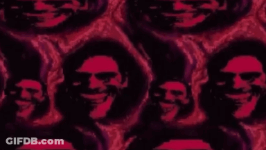 Group Of Faces In Red And Black Painting GIF