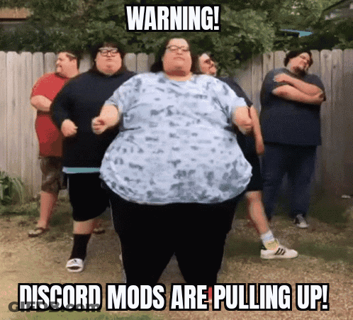 Group Of Fat People In Front Of Fence Warning Discord Mods GIF