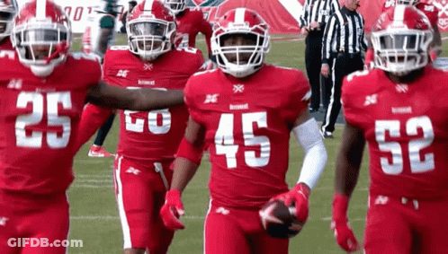 Group Of Football Players In Red Jersey Number 45 GIF