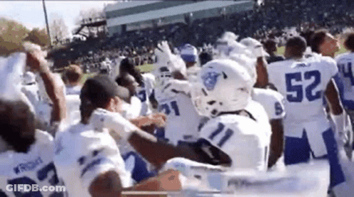 Group Of Football Players On Field With Crowd GIF