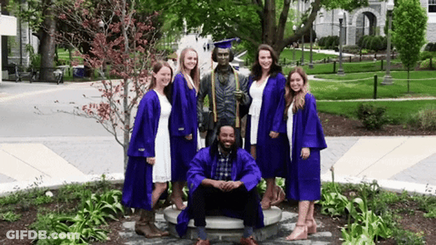 Group Of Friends Pose Picture Graduates Senior Year GIF