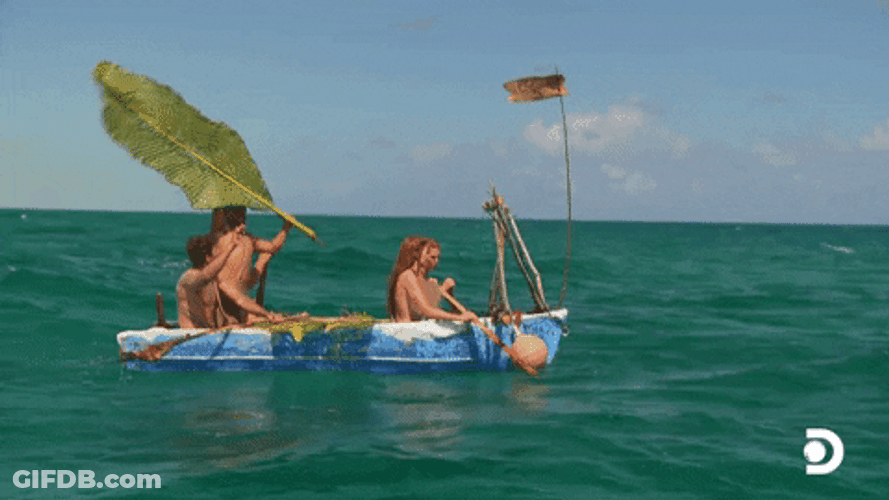 Group Of Friends Skiff Ocean Wood Boat GIF