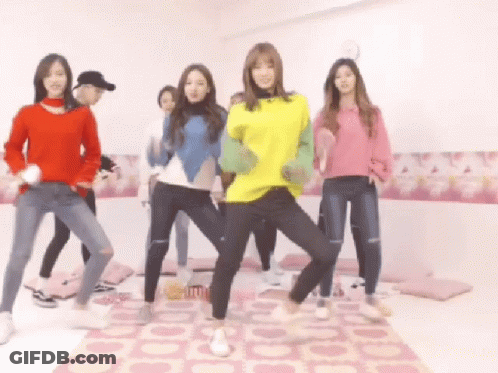 Group Of Girls Dancing On Pink Rug GIF