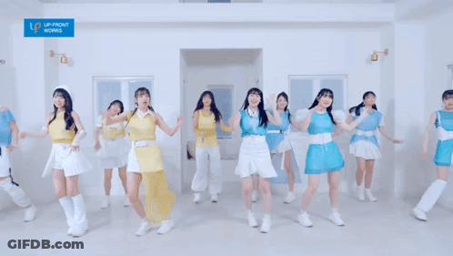 Group Of Girls Dancing With Up Front Works Sign GIF