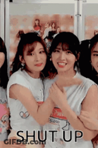 Group Of Girls Hugging With Shut Up GIF