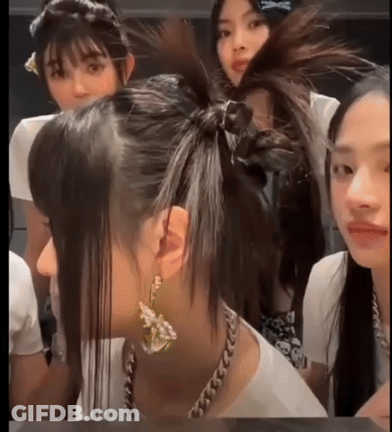 Group Of Girls With Ponytails Sitting At Table GIF