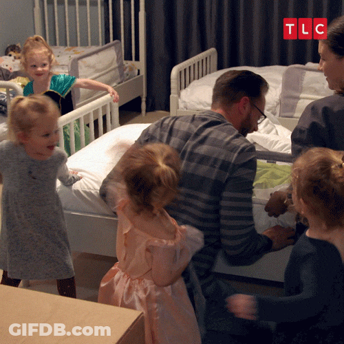 Group Of Kids Hitting Man On Back GIF