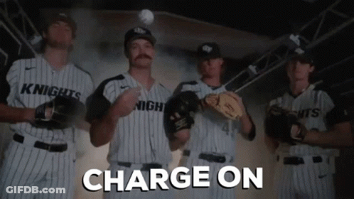 Group Of Knights Baseball Players Charge On GIF