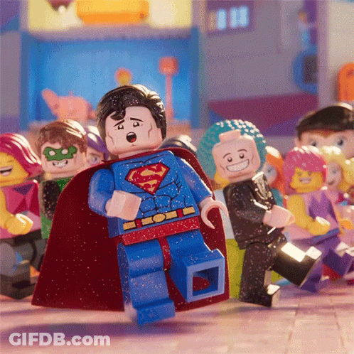 Group Of Lego Figures Including Superman GIF