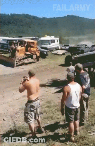 Group Of Men And Bulldozer FailArmy GIF