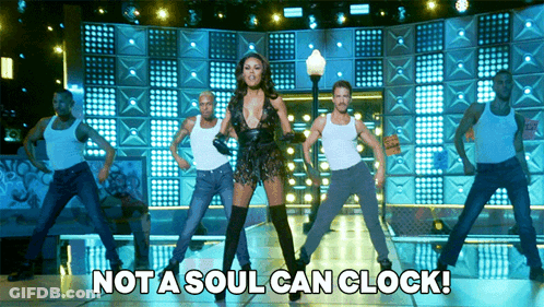 Group Of Men And Woman On Stage With Not A Soul Can Clock GIF